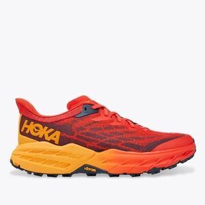 HOKA Trail Running Shoe in Red and Orange